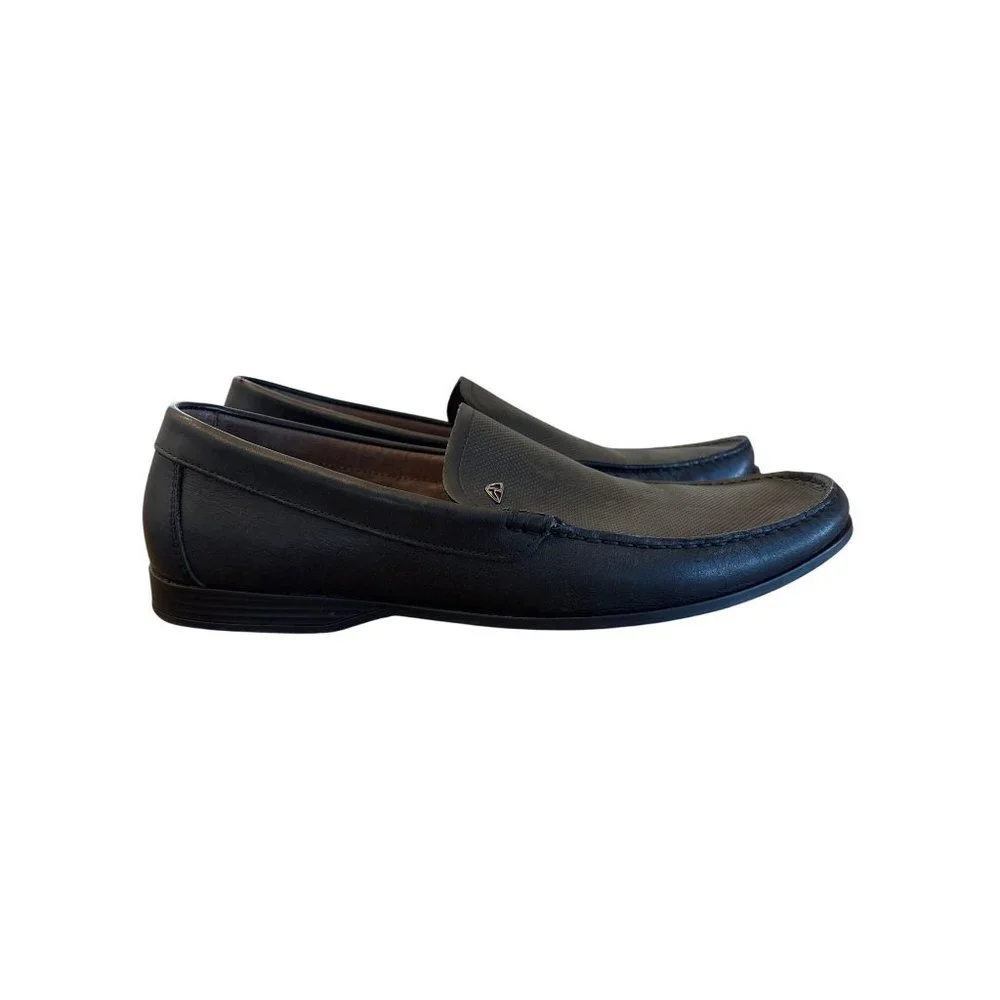 Aretina Mens Loafers Slip Ons Black Leather‎ Luxury Classic Comfort Shoe